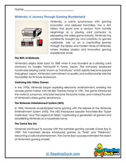 computer games worksheet