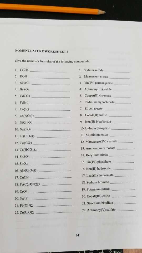 chemistry naming worksheet