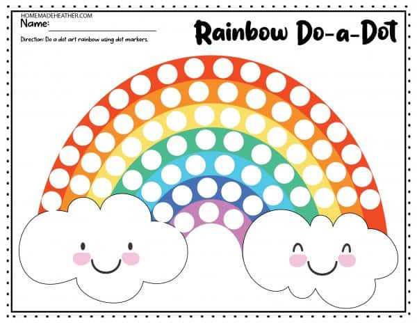 rainbow worksheet for preschool