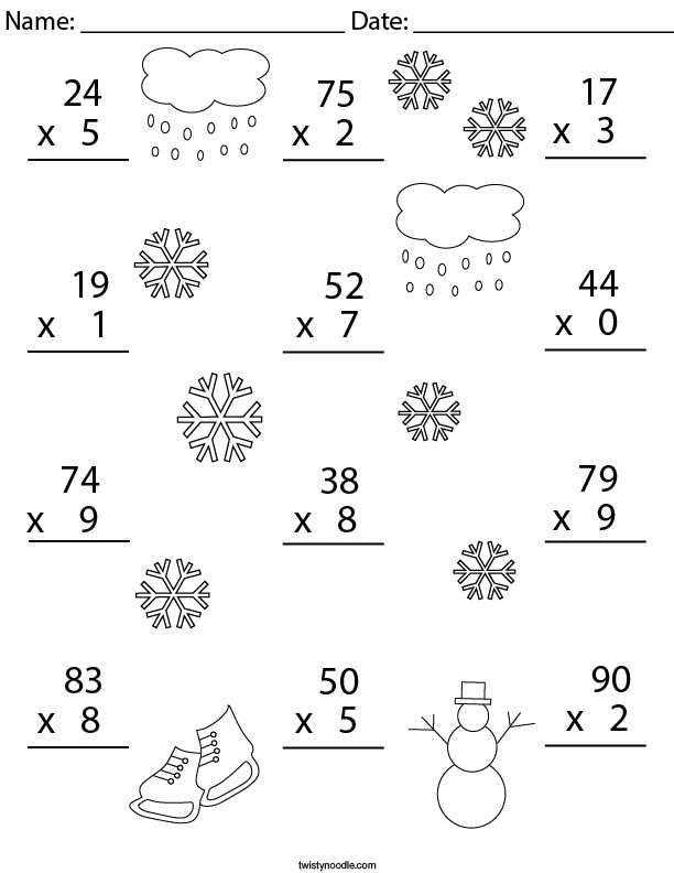 1 by 2 digit multiplication worksheets
