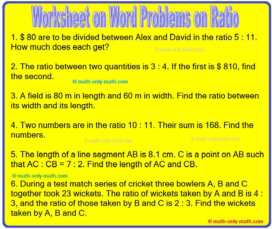 ratio word problems worksheets