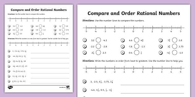 rational numbers worksheet