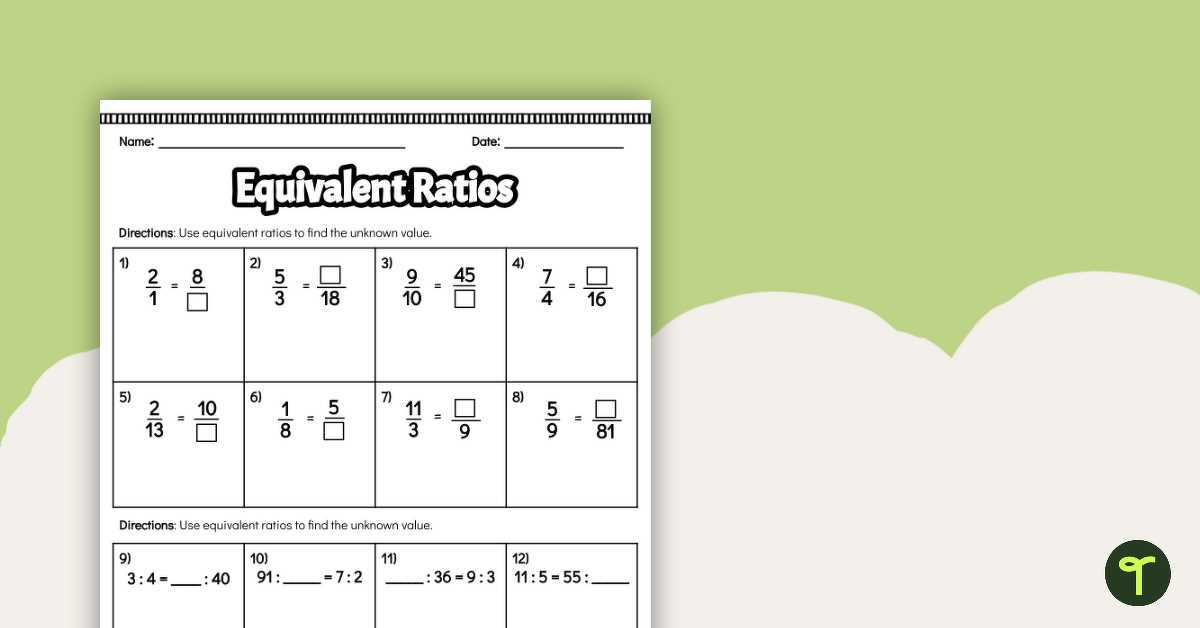 ratios and rates worksheets