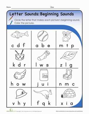 circle the initial sound worksheet