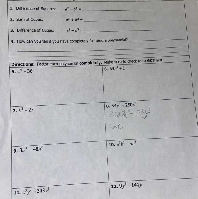 difference of squares factoring worksheet