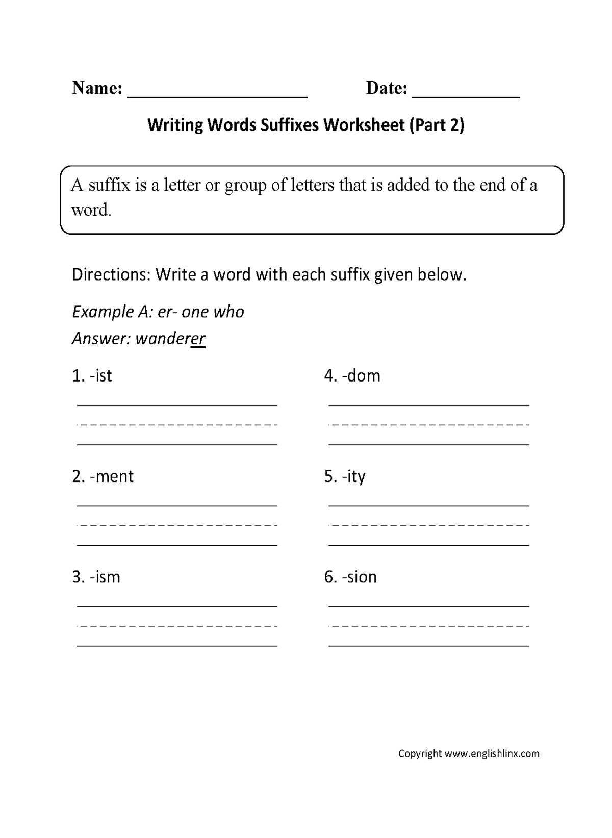 er ending worksheets