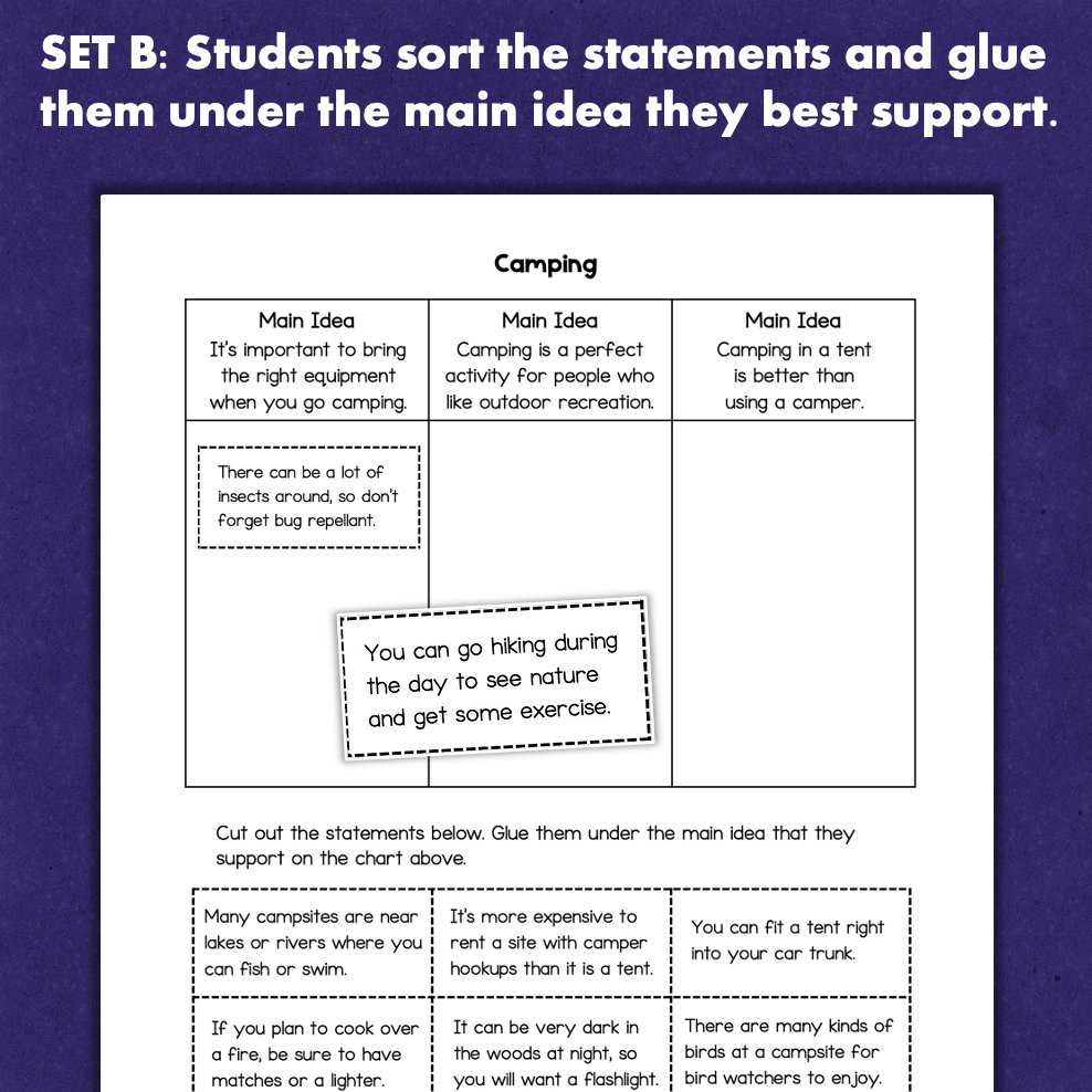 main and supporting ideas worksheets