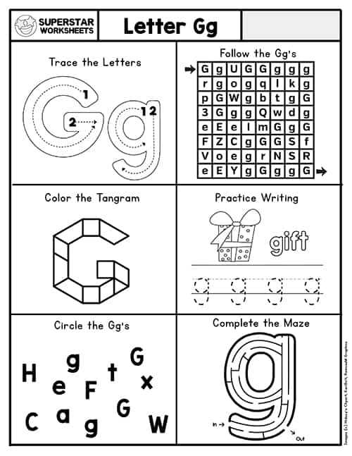 preschool worksheets letter g