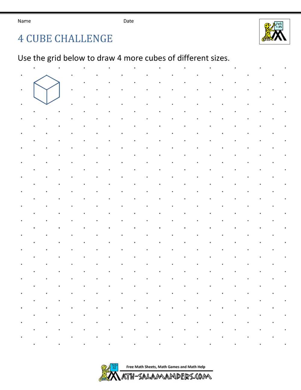 3d shape cube worksheet
