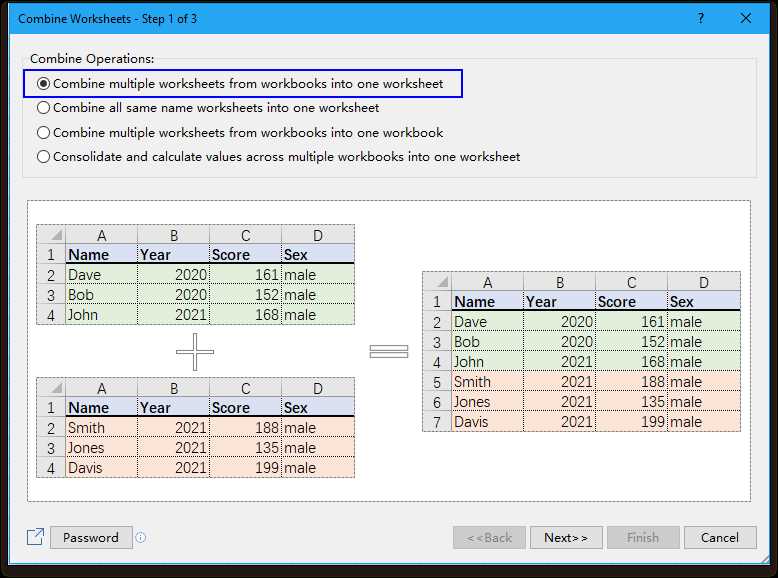 combine multiple excel worksheets into one sheet