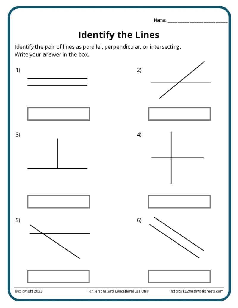 classifying lines worksheet