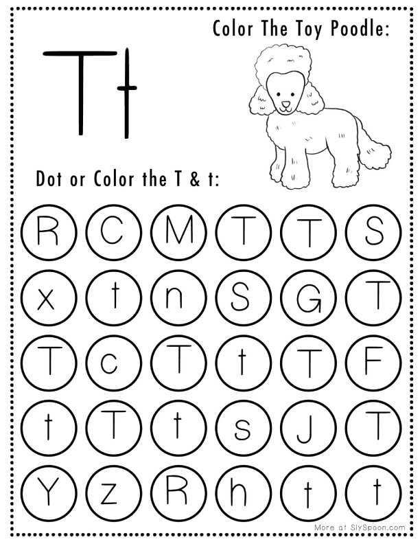 letter t worksheet for preschool