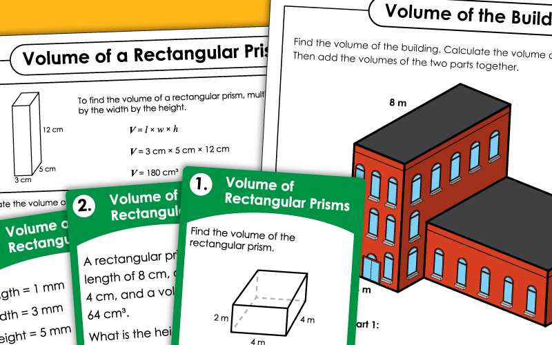 volume of rectangular prisms worksheets