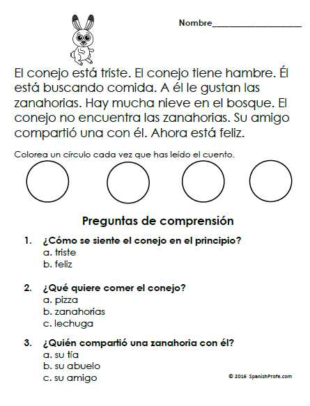 reading comprehension in spanish worksheets
