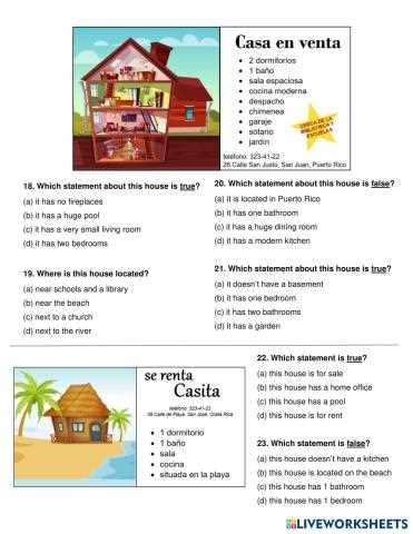 reading comprehension in spanish worksheets