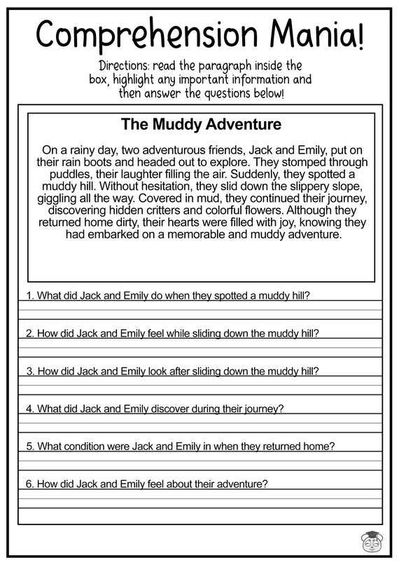 reading worksheets for 6th graders