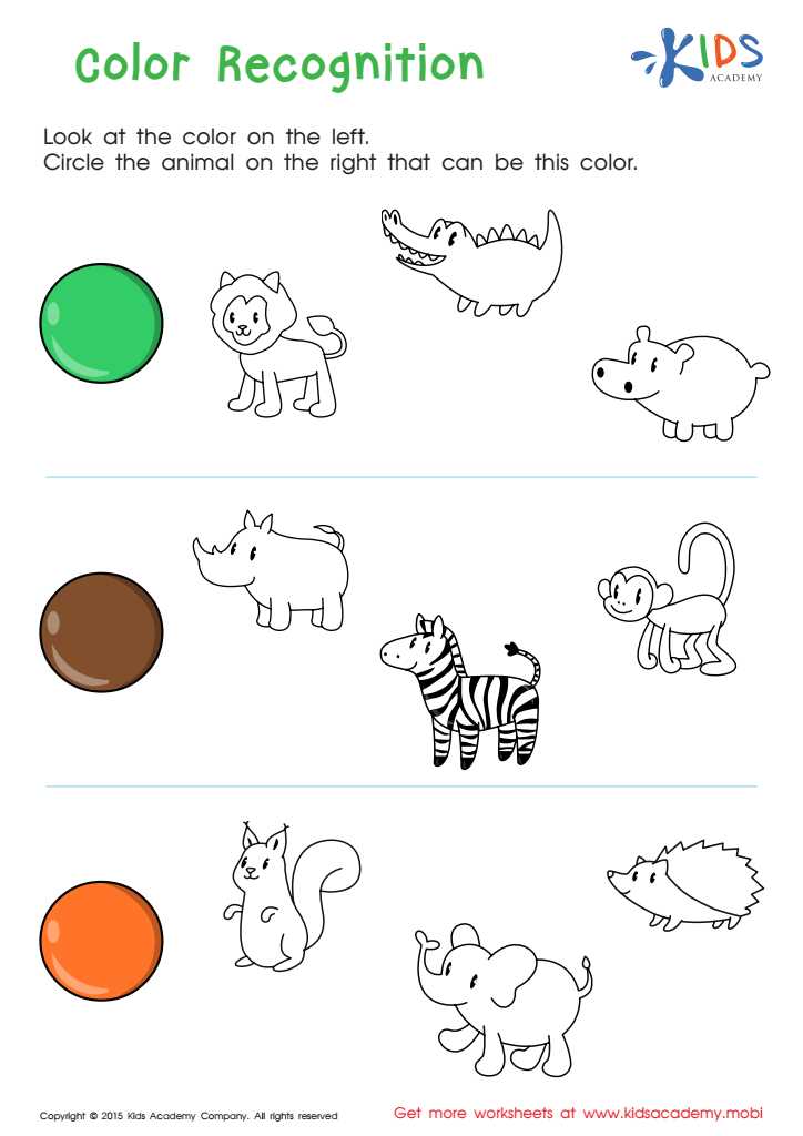 recognize colors worksheets