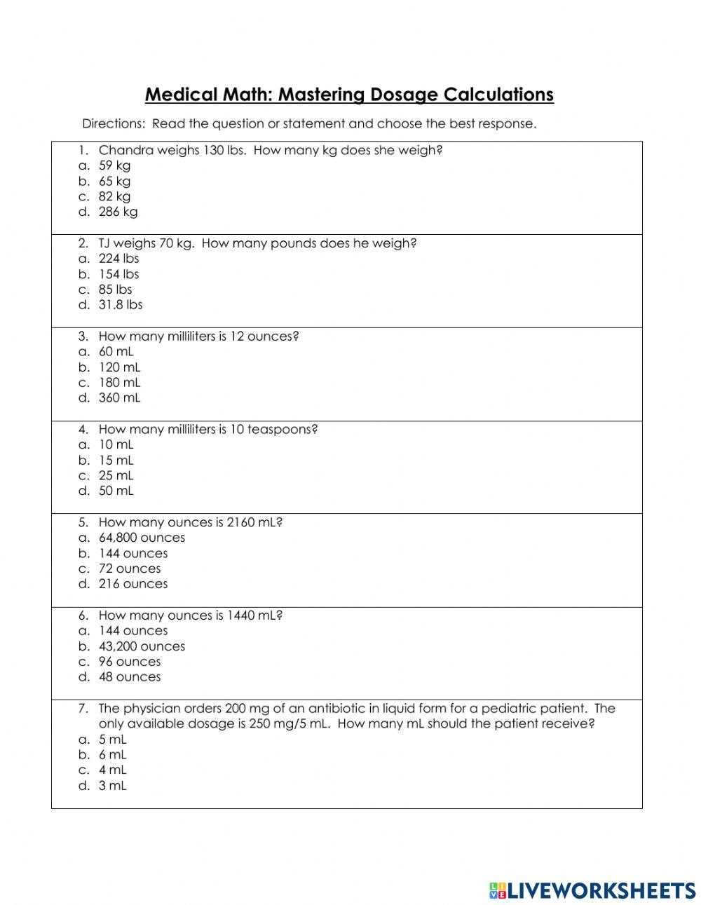 reconstitution calculation worksheet