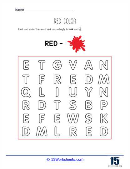 red worksheet preschool