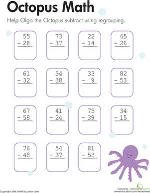 regrouping subtraction worksheets
