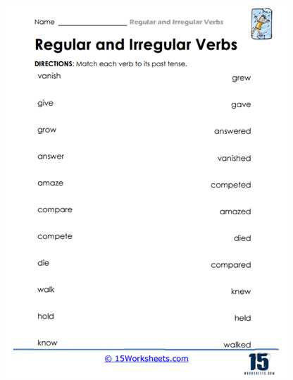 regular and irregular verbs worksheet