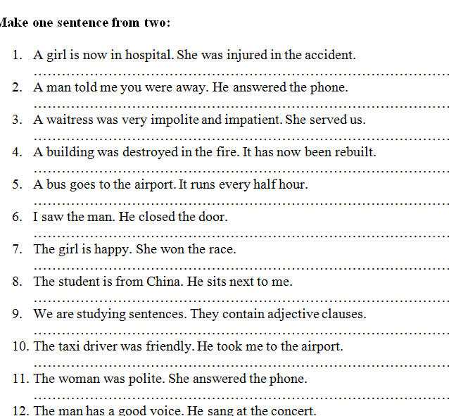 relative pronouns and clauses worksheet