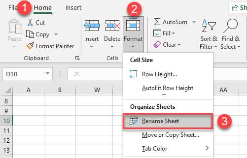 renaming worksheets in excel