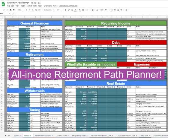retirement planning worksheet excel