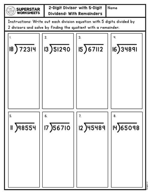 2 digit division worksheet