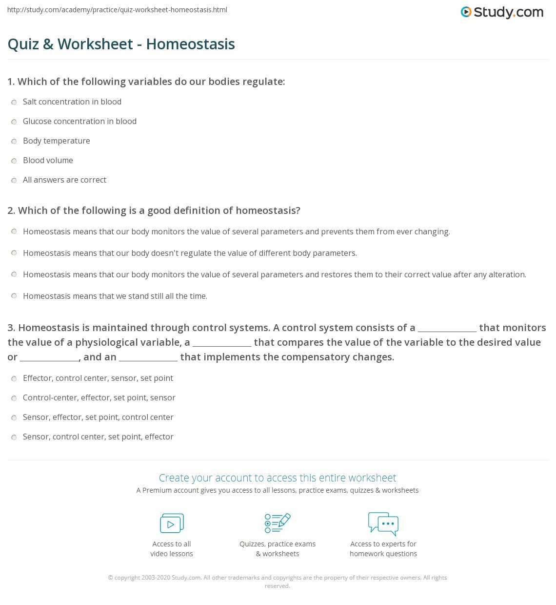 homeostasis worksheet recognize normal parameters