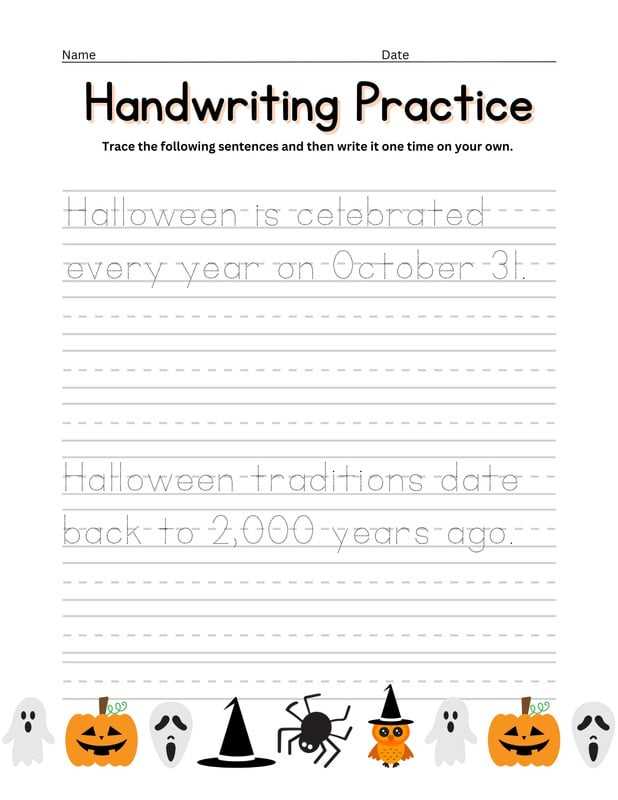 halloween handwriting worksheets