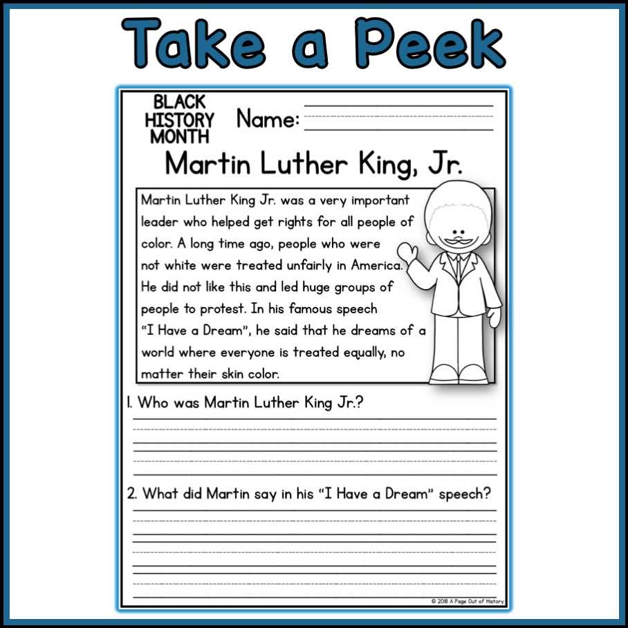black history reading worksheets