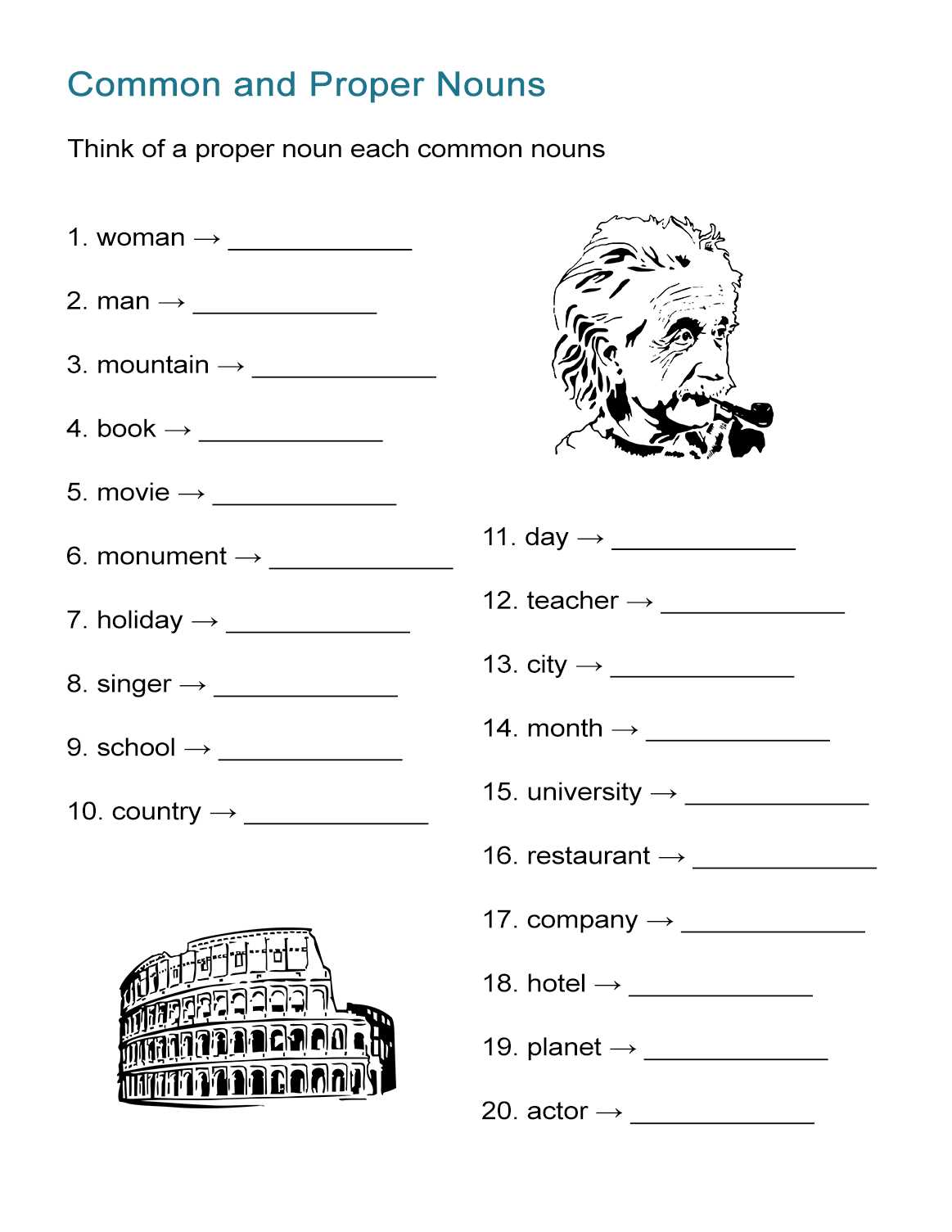 common noun and proper noun worksheets