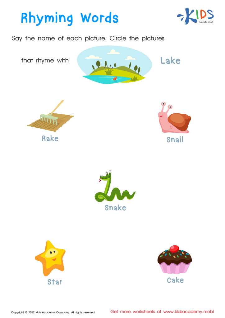 rhyming word worksheets for preschool