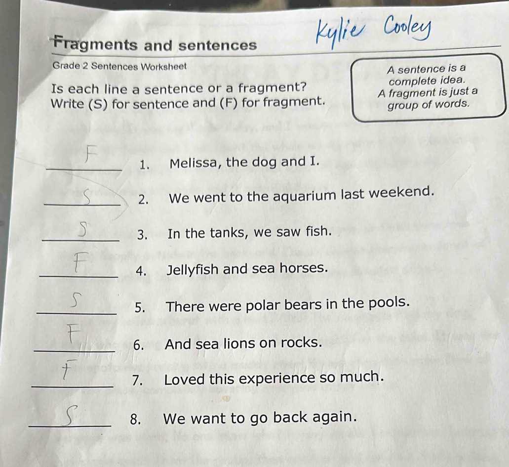 fragment or sentence worksheet fragment or sentence worksheet