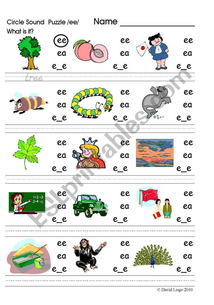 ee sound words with pictures worksheet