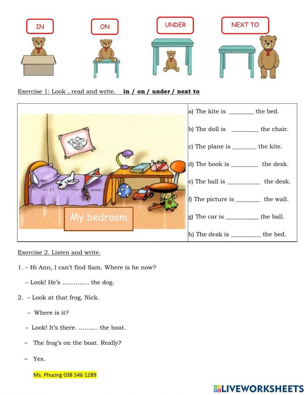 on under worksheet