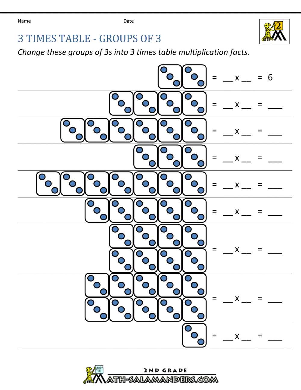 times 3 worksheets