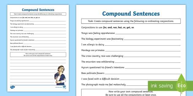examples of simple compound and complex sentences worksheet