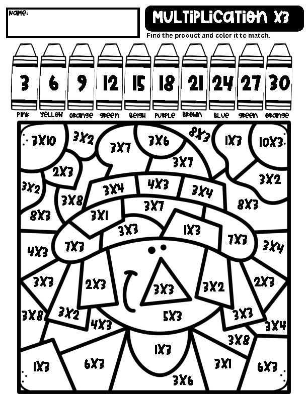 color by number multiplication worksheet
