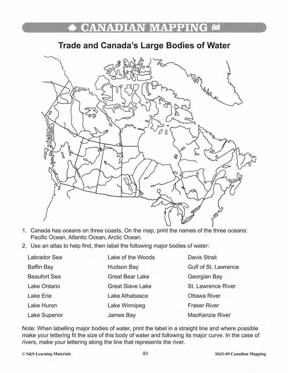 canada map worksheet