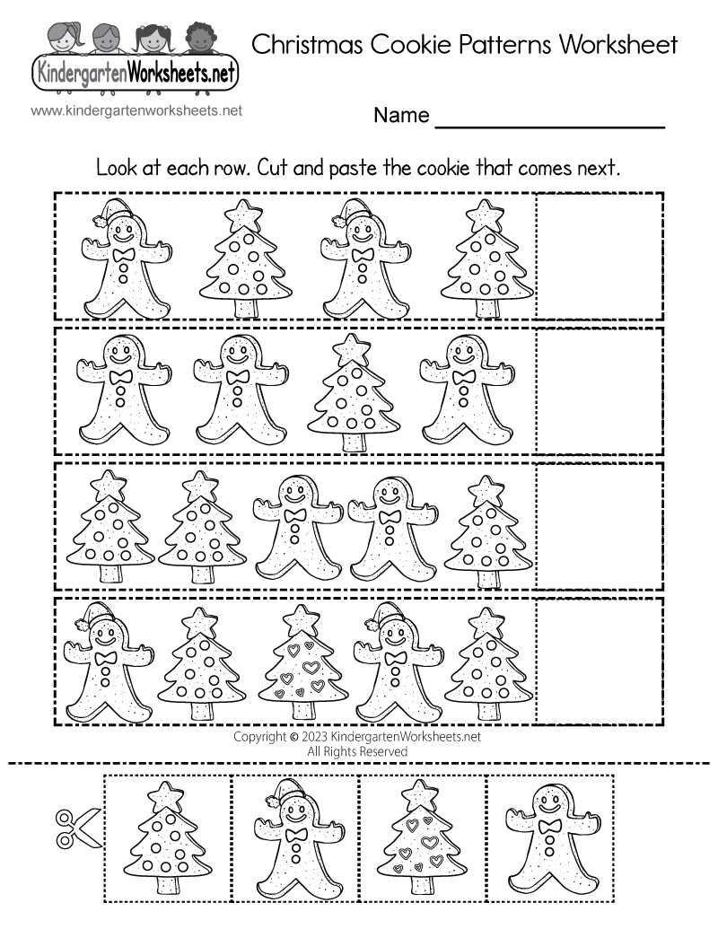christmas pattern worksheets for kindergarten