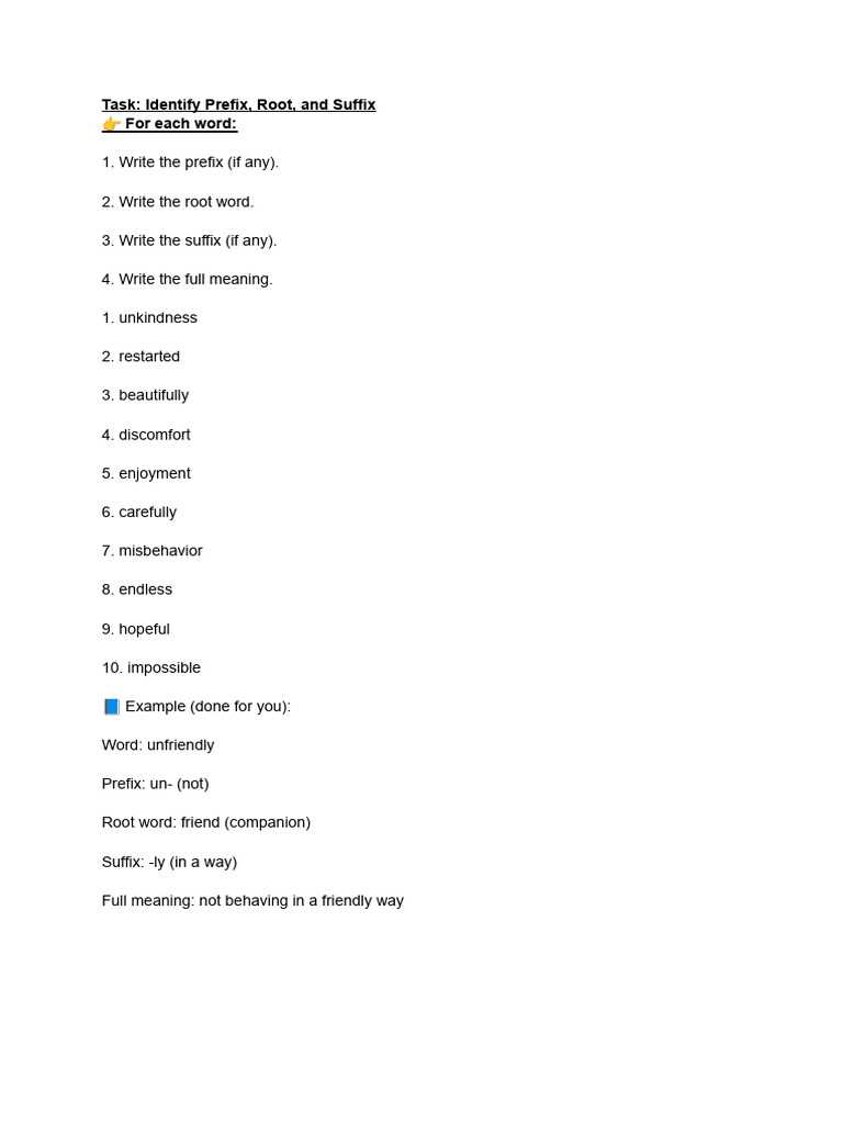 root prefix suffix worksheet