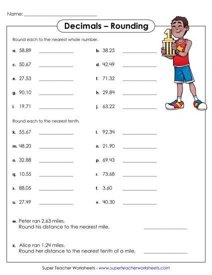 rounding with decimals worksheet