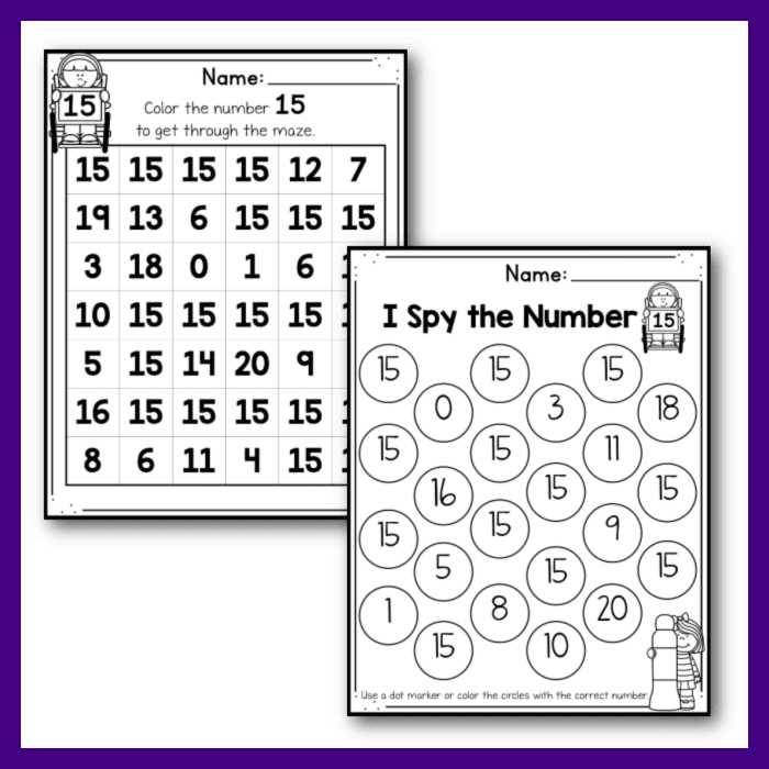 number 15 worksheets