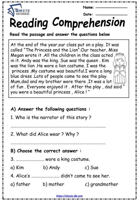 worksheets for 3rd graders reading