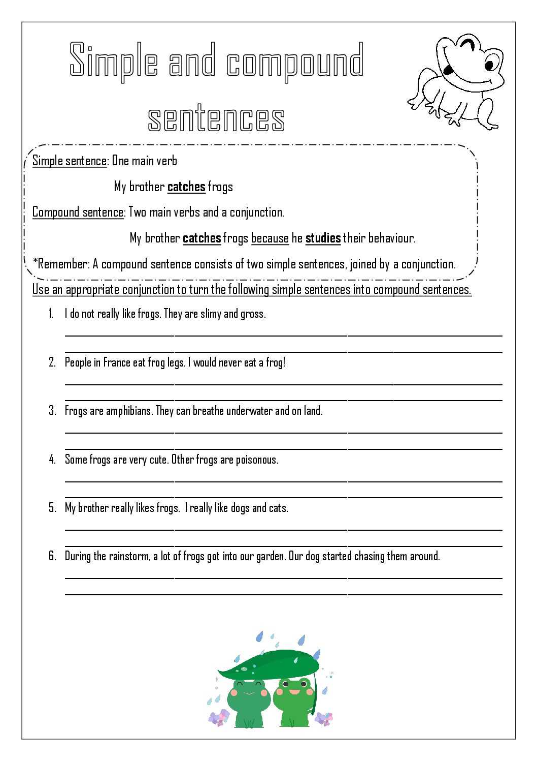 simple sentences worksheet