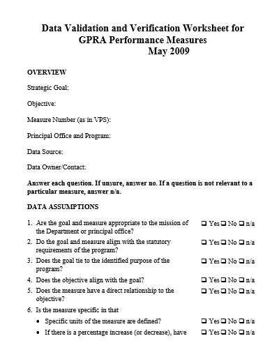 dep verification worksheet