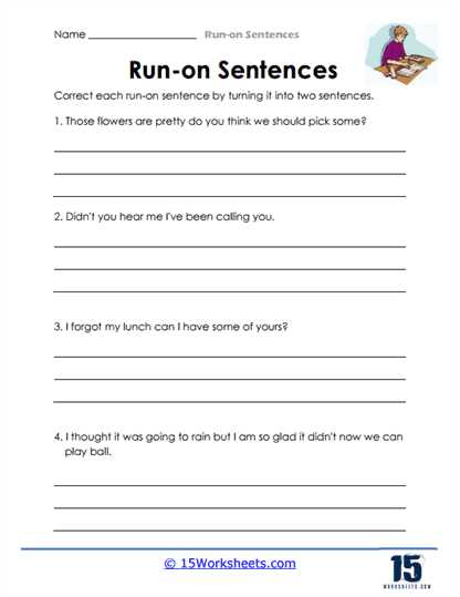 run on sentences worksheets