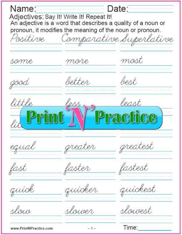 adjectives comparative and superlative worksheet adjectives comparative and superlative worksheet